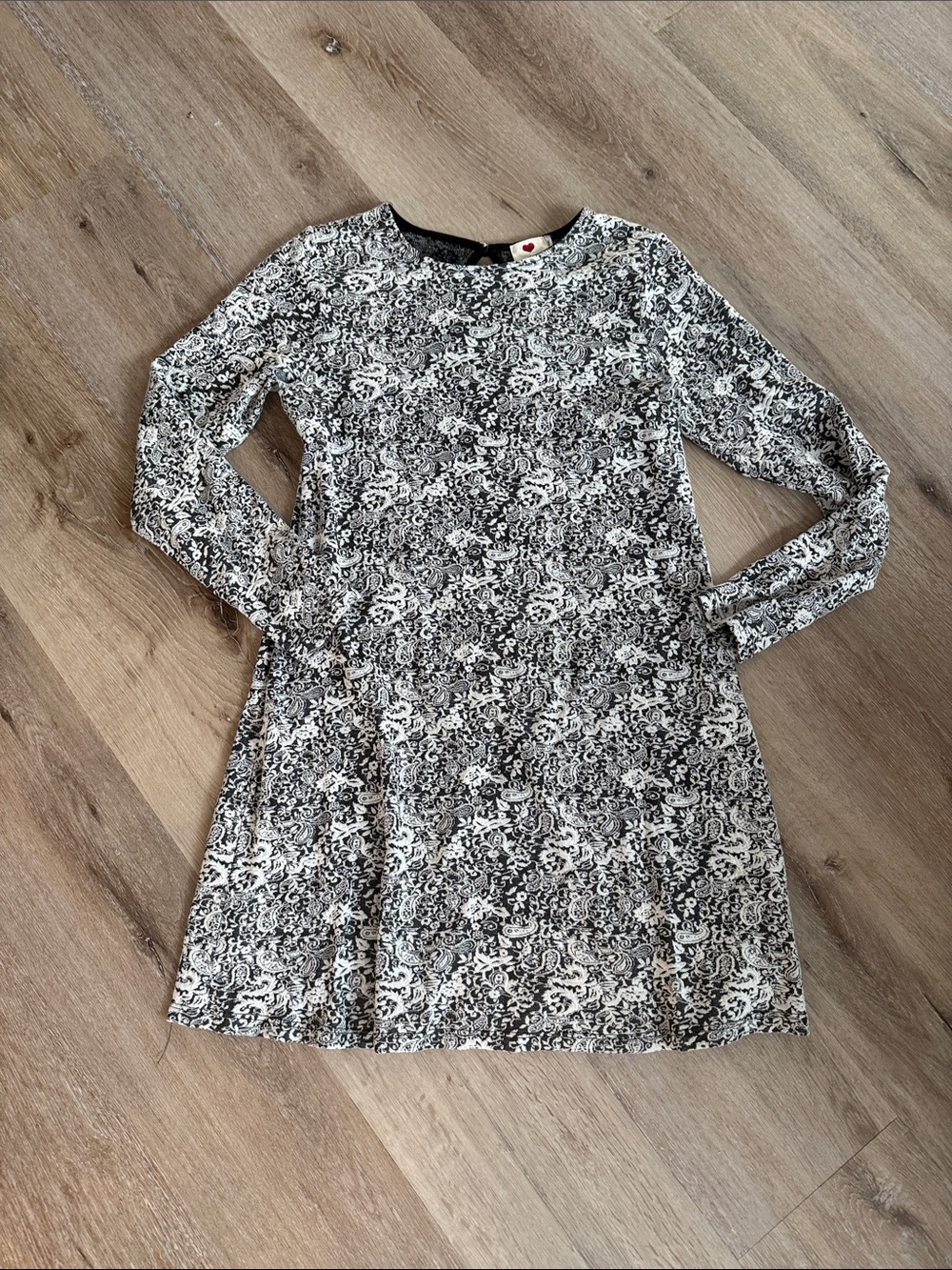 one clothing Black and White Floral Long Sleeve Dress